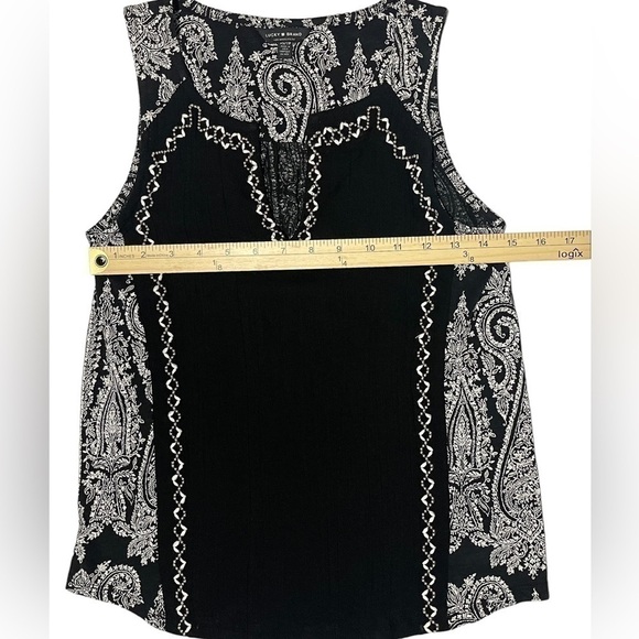 LUCKY BRAND Womens Embroidered Woven Mix Tank Paisley Print Black Extra Small - Picture 13 of 16